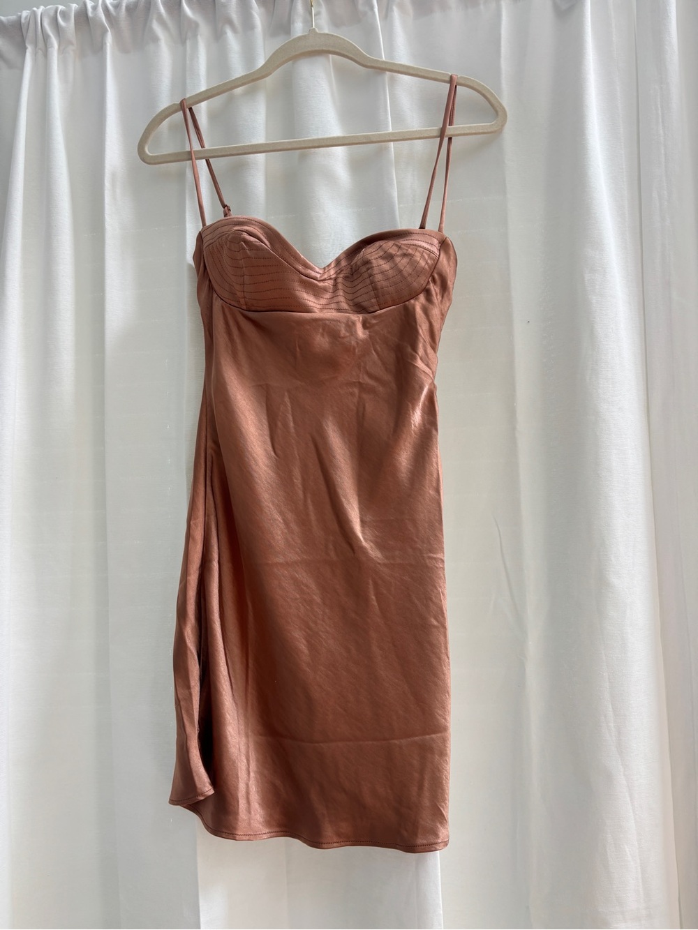Oh Polly Rust Satin Bustier Mini Dress